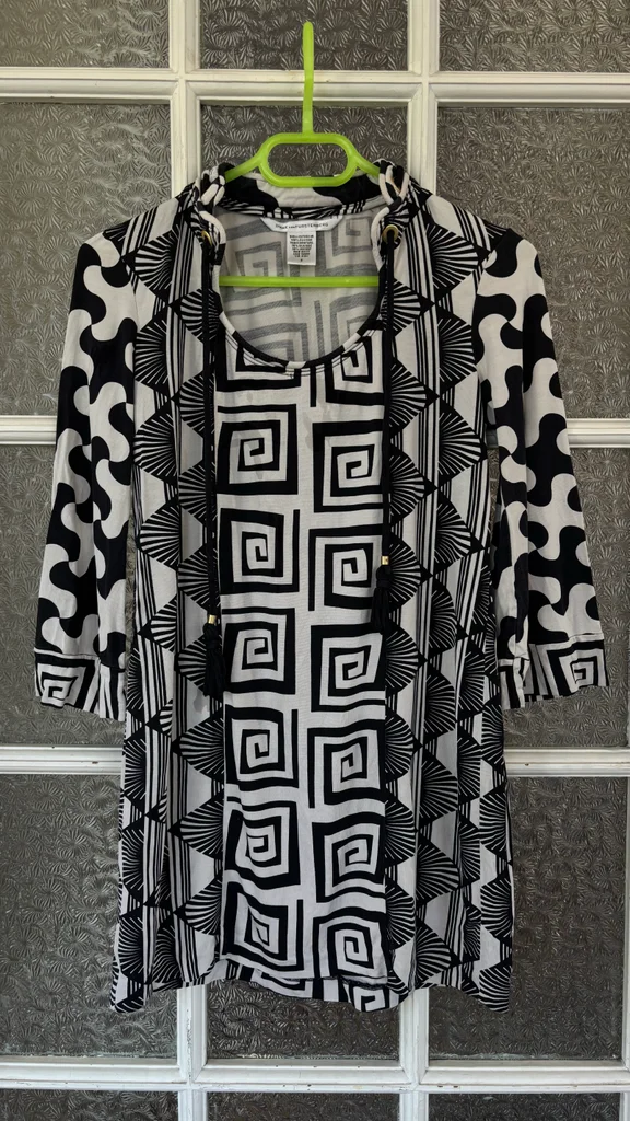 Superbe Robe Diane von Furstenberg noir & blanc motif graphique - Taille S